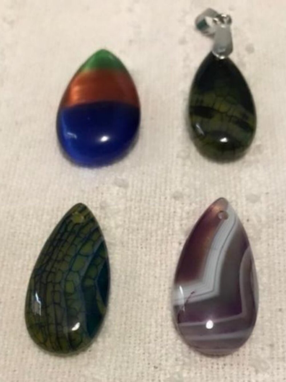 DIY 4 (Four) Artisan Gemstone Pendants with Leather Cord Necklaces